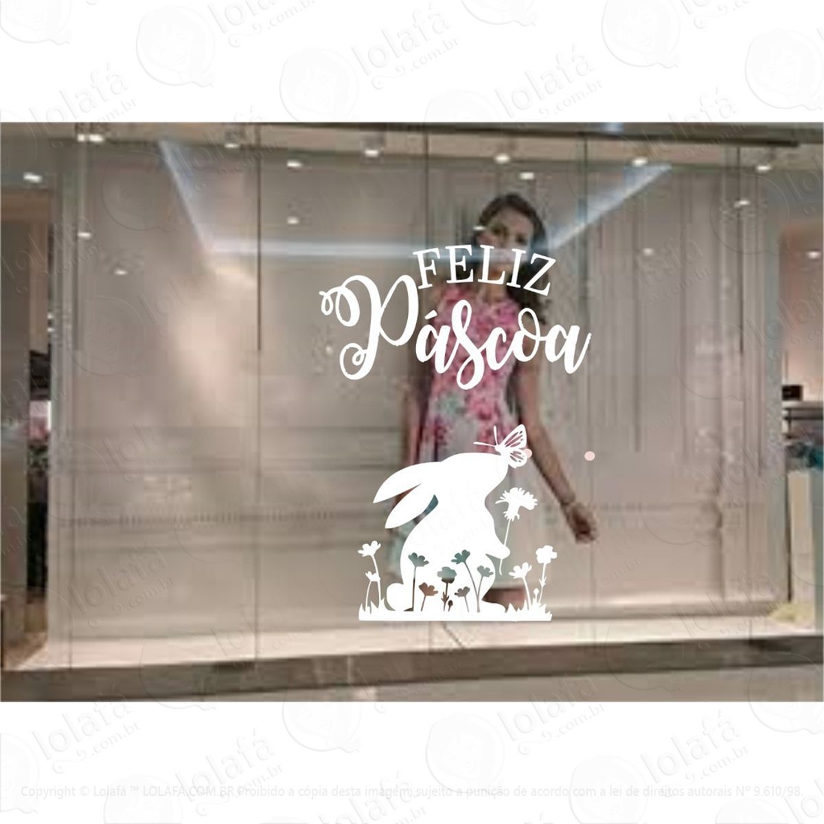 Adesivo Vitrine Feliz Páscoa Loja Condomínio Decoração Mod:4581