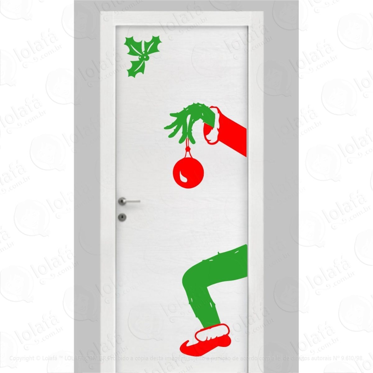 Adesivo Grinch Natal Porta Decoração Parede Família Festa Mod:4588