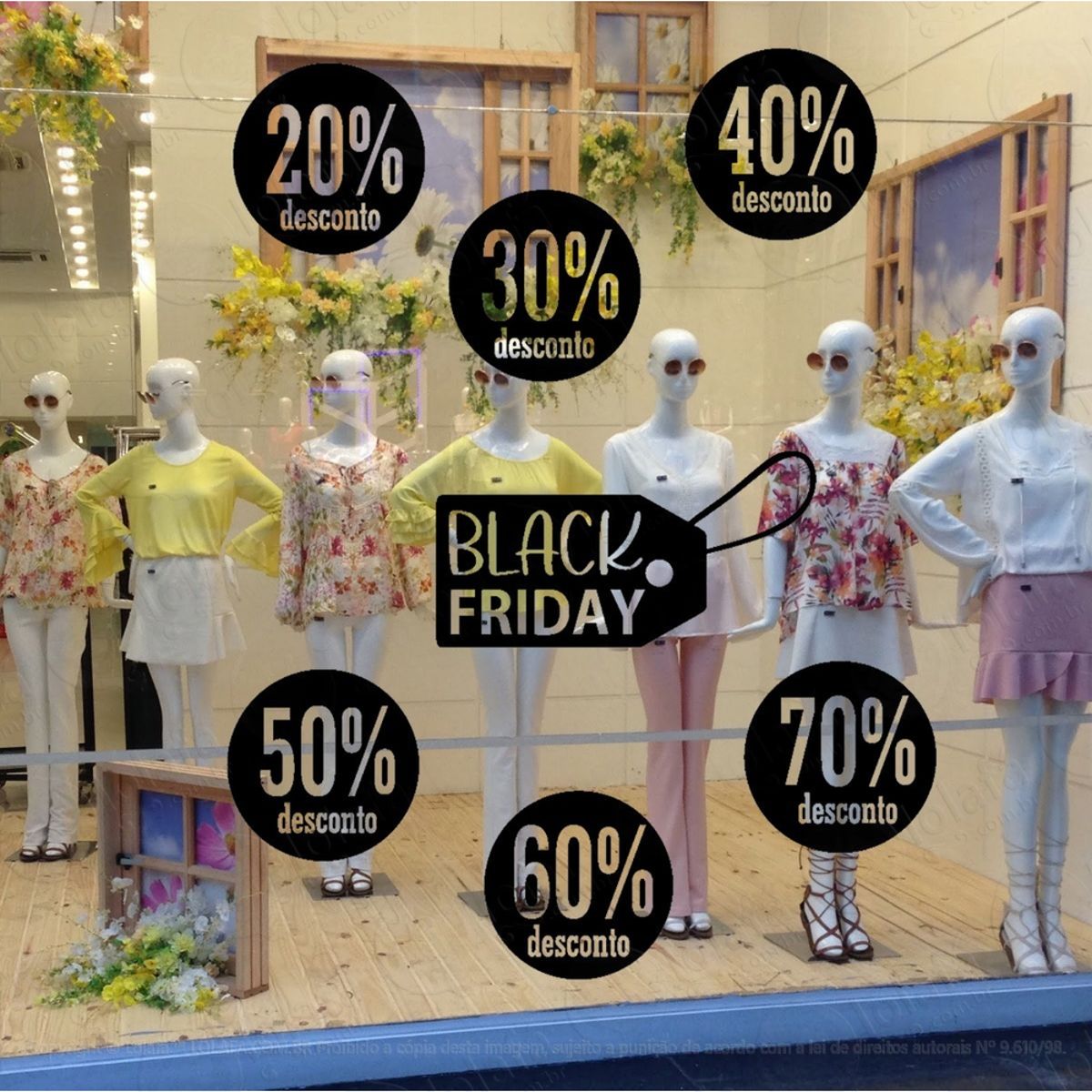 Adesivo Decorativo Vitrine Tag Black Friday Descontos Mod:4637