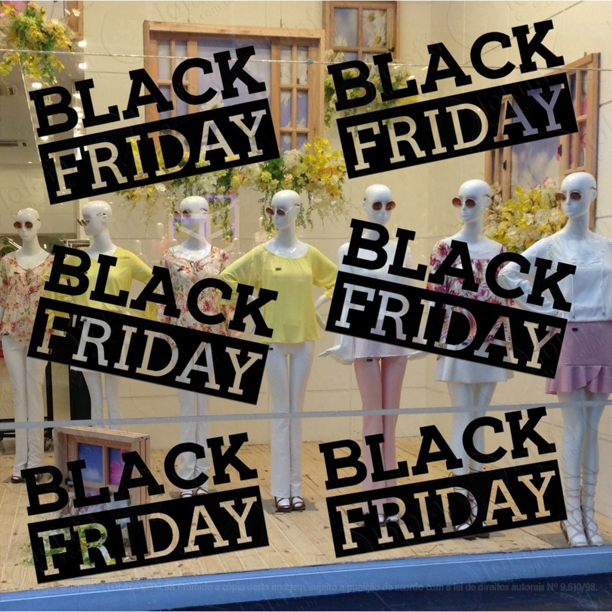 Adesivo Decorativo Vitrine Black Friday - 6 Unidades Mod:4639