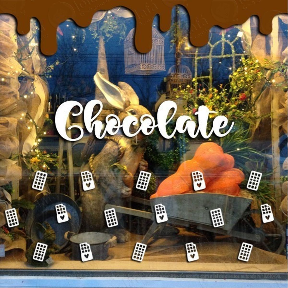 Adesivo Decorativo Vitrine Loja Chocolate Derretendo Barras Mod:4640