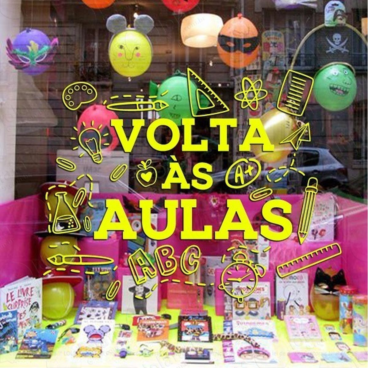 Adesivo Decorativo Vitrine Papelaria Volta Às Aulas Mod:4643