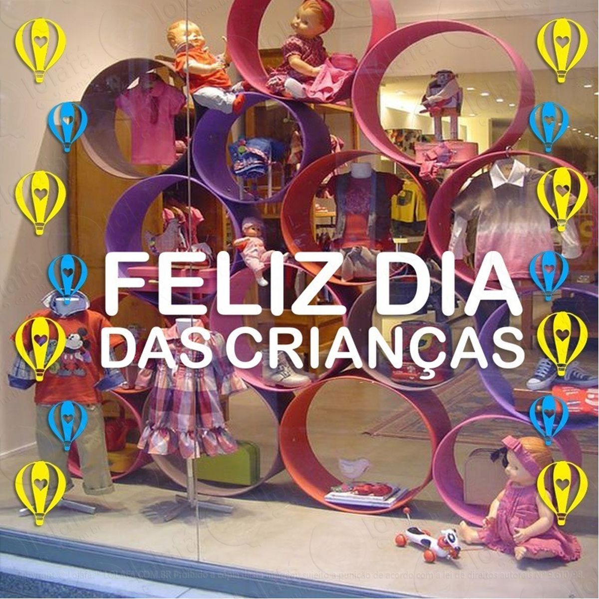 Adesivo Decorativo Vitrine Feliz Dia Das Crianças Balão Mod:4682