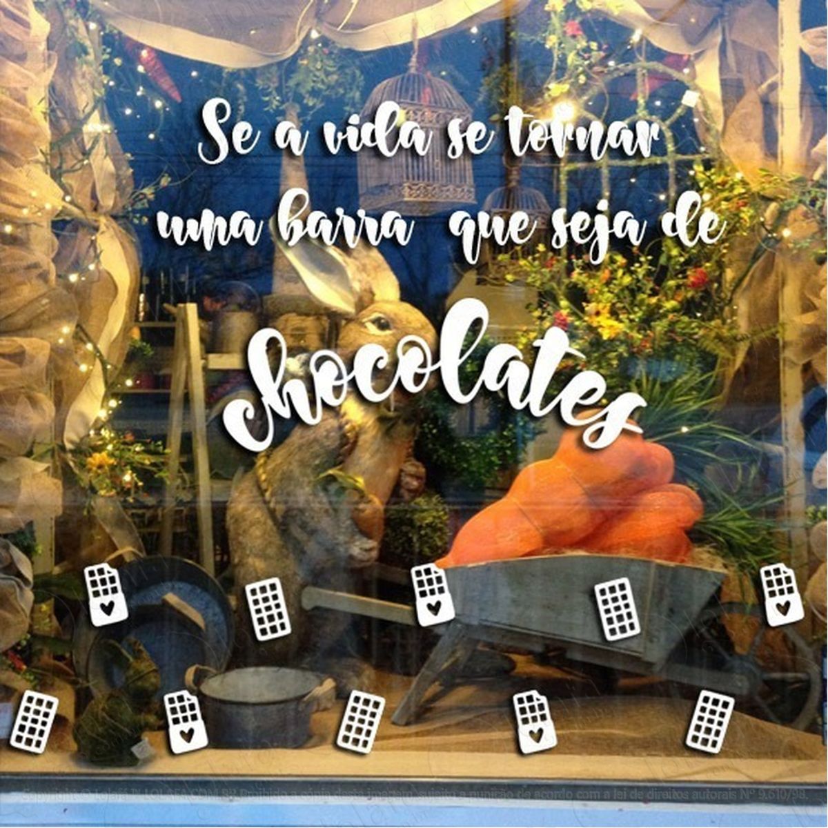 Adesivo Vitrine Frase Loja Barra De Chocolates Mod:4686