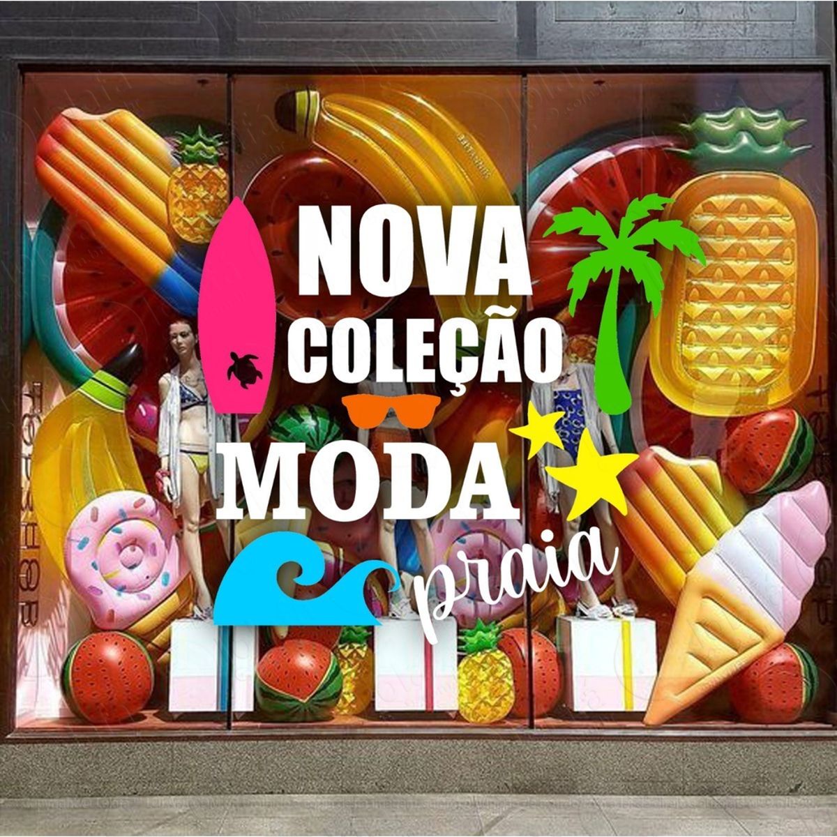 Adesivo Decorativo Vitrine Nova Coleção Moda Praia Mod:4696