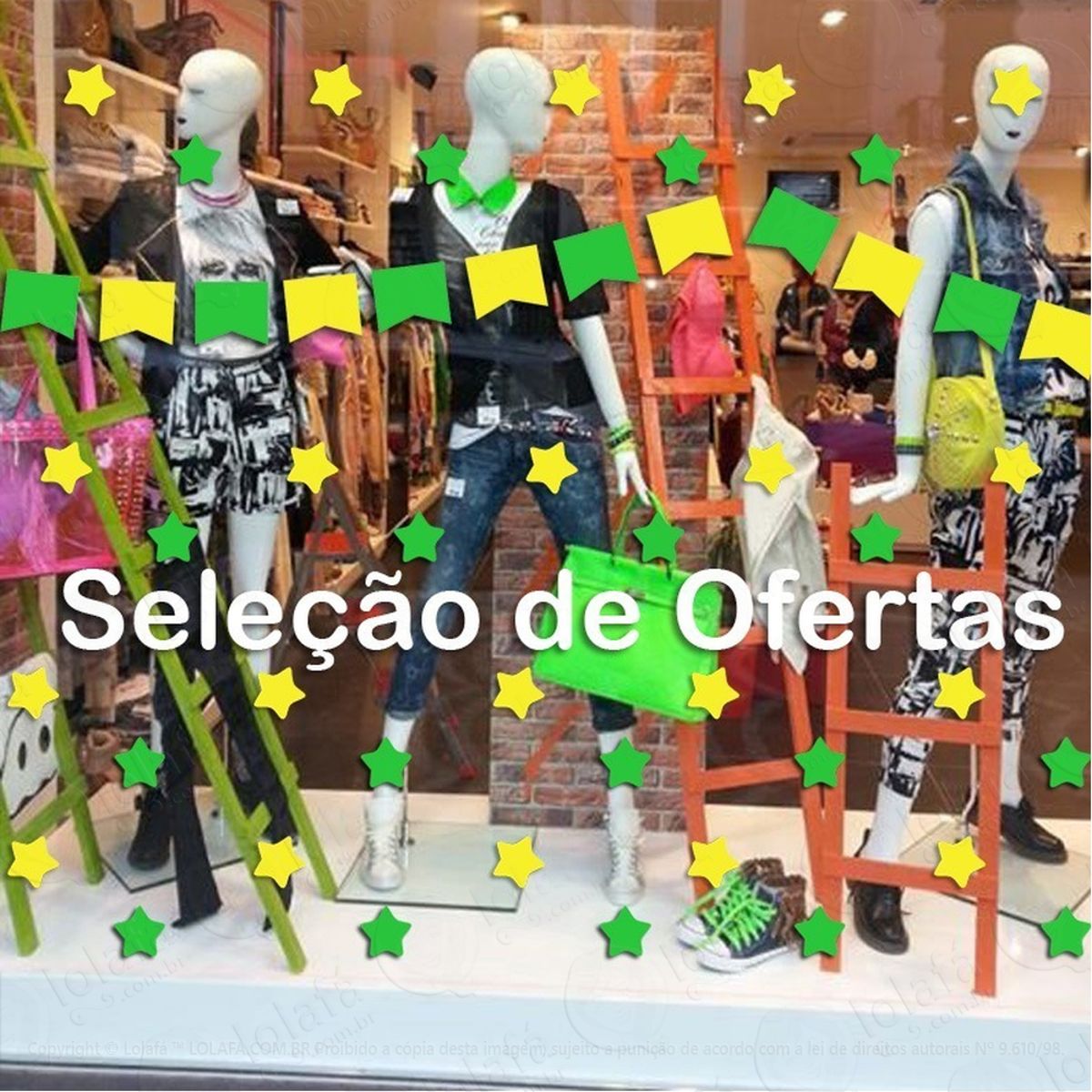 Adesivo Vitrine Seleção De Ofertas Copa Bandeiras Estrelas Mod:4730