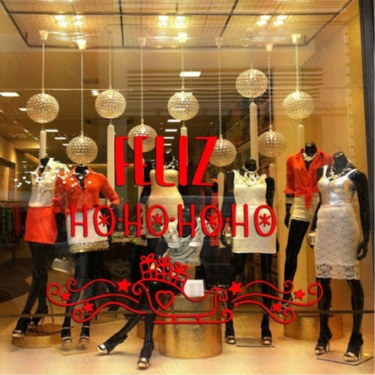 Adesivo Decorativo Vitrine Feliz Hohohoho Trenó Mod:4742