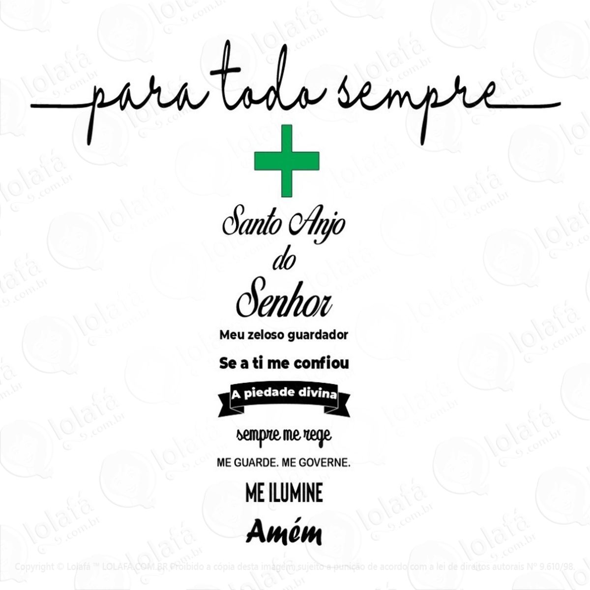 Kit Adesivo Oração Santo Anjo E Adesivo Para Todo Sempre Mod:5071
