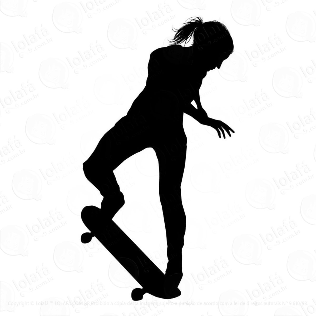 Adesivo De Parede Quarto Mulher Adolescente Skate Mod:5100