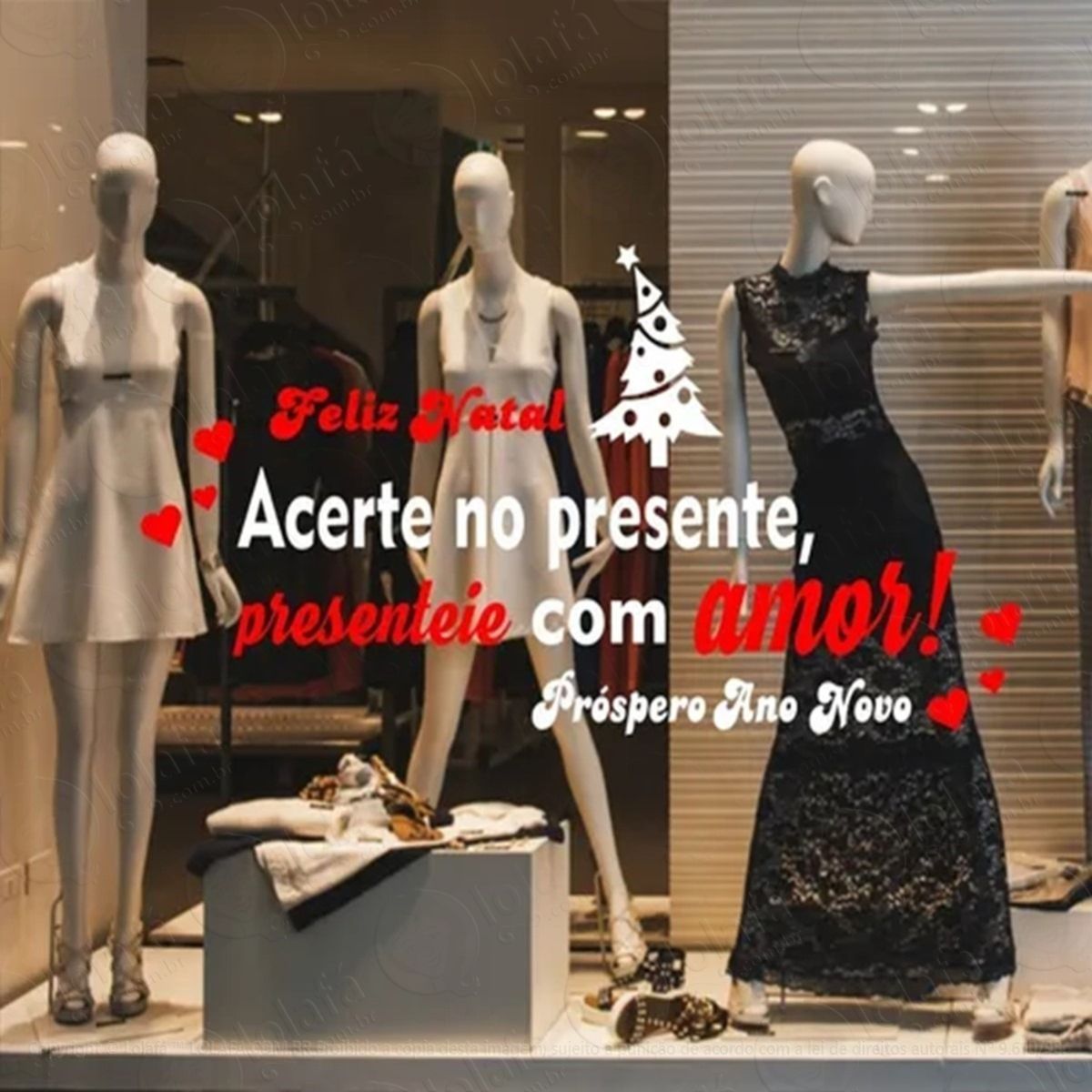 Adesivo Para Vitrine Loja Presente Feliz Natal Ano Novo Mod:5131