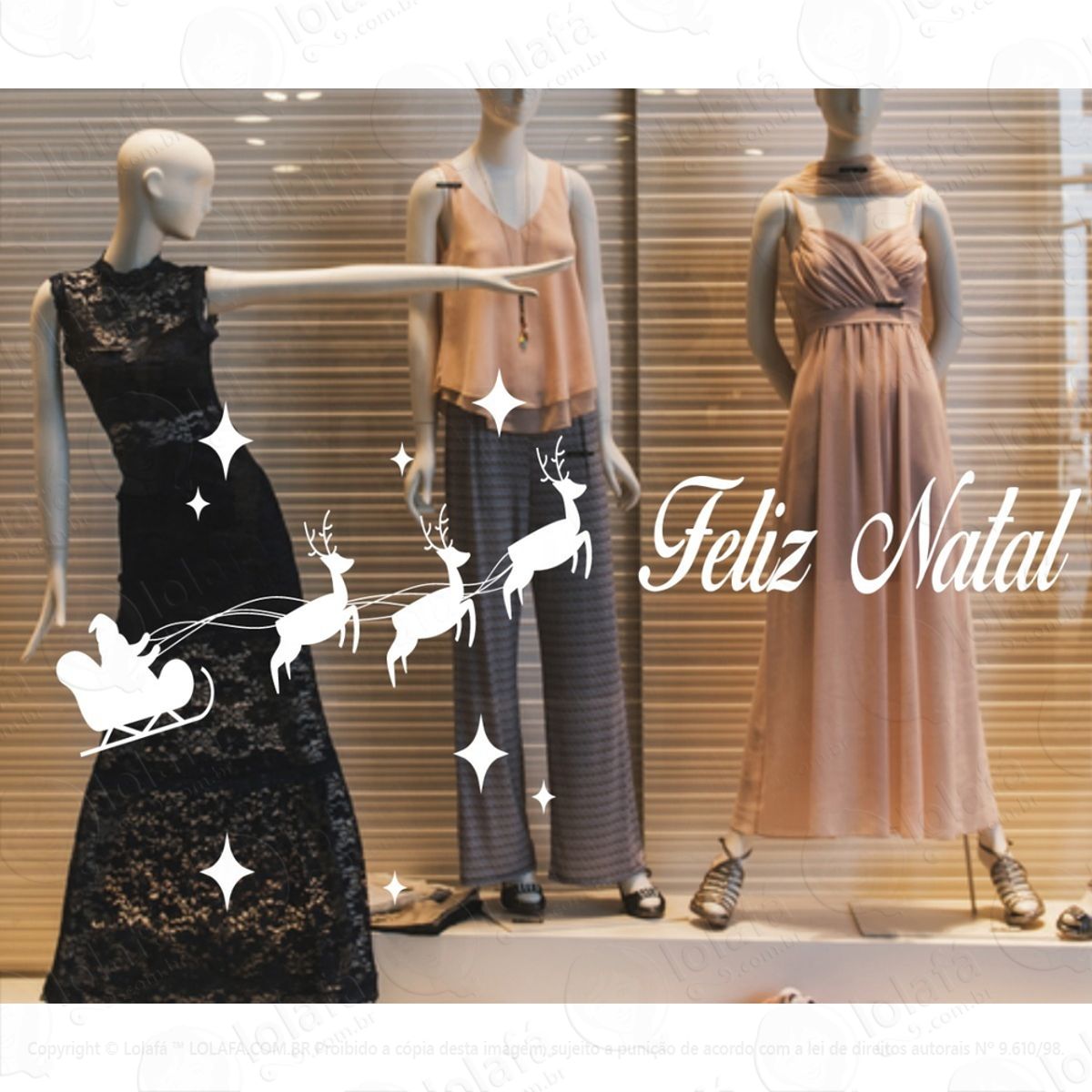 Adesivo Para Vitrine Loja Vidro Feliz Natal Papai Noel Treno Mod:5225