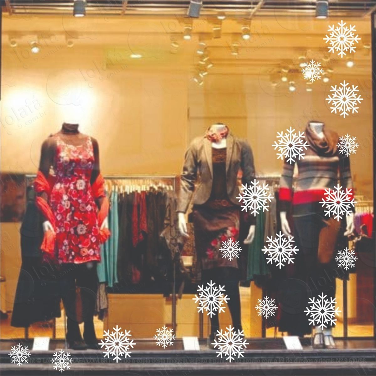 Adesivo Para Vitrine Decorativo Flocos De Neve Natal Mod:5229