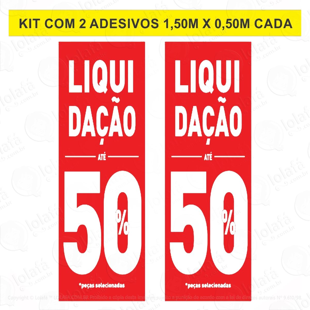 kit com 2 adesivos vertical liquidação 50% mod:5853