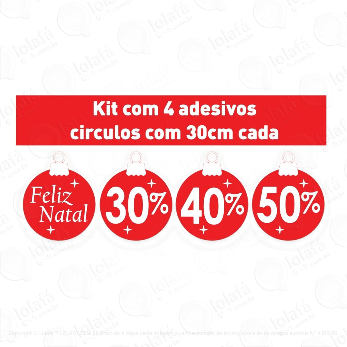 Kit Adesivo Pra Vitrines 4x Círculos Natal Promoção Mod:5898