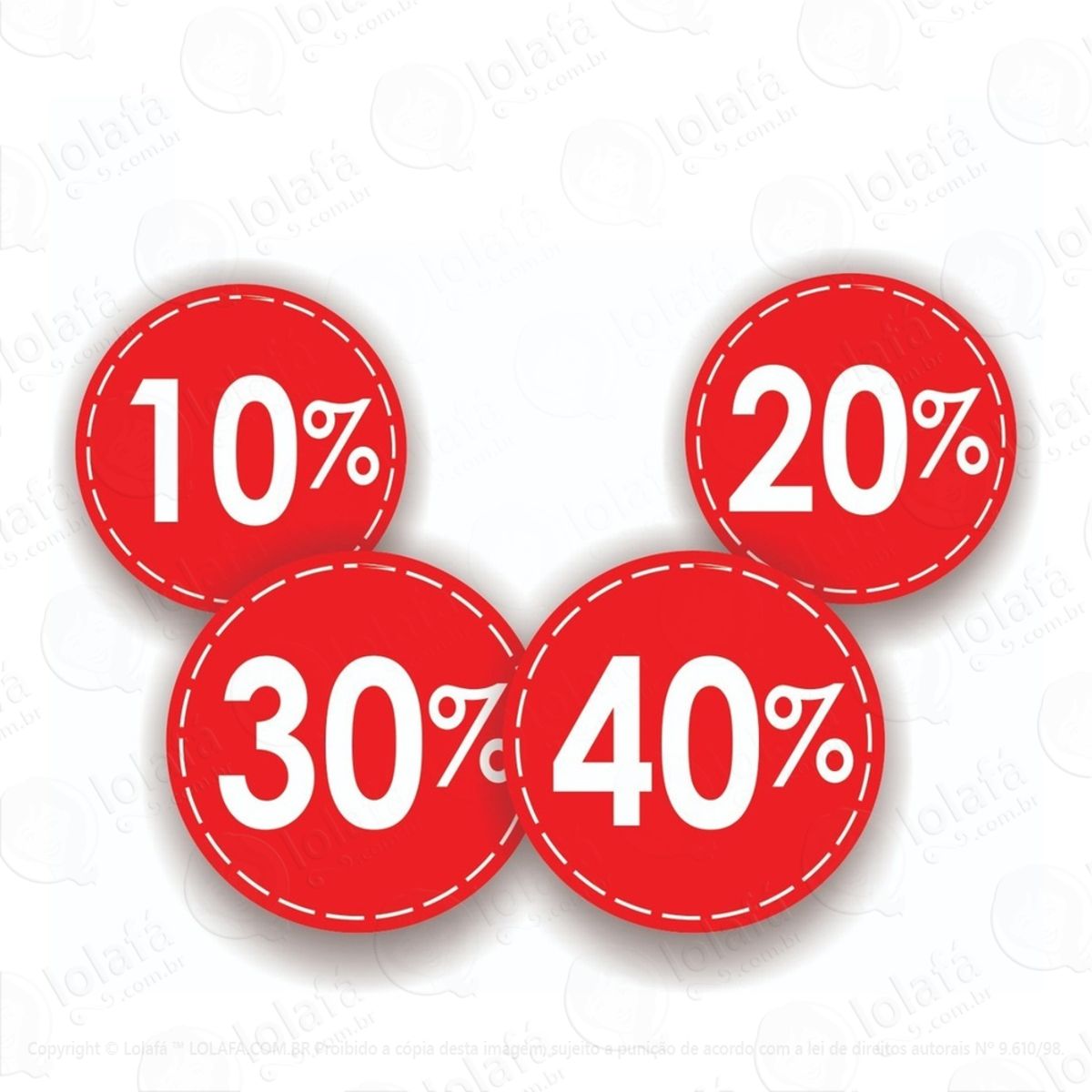 kit adesivo pra vitrines 4x círculos porcentagens mod:5986