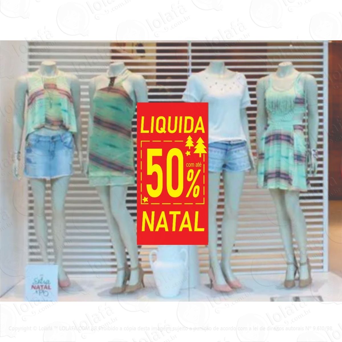 Adesivo Para Vitrine Natal Promoção Liquida 50% Mod:5997