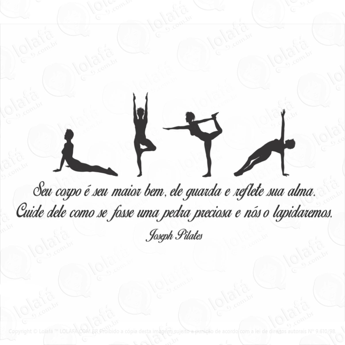 Adesivo Decorativo Para Parede Frase Pilates Ginástica Gym Mod:6078