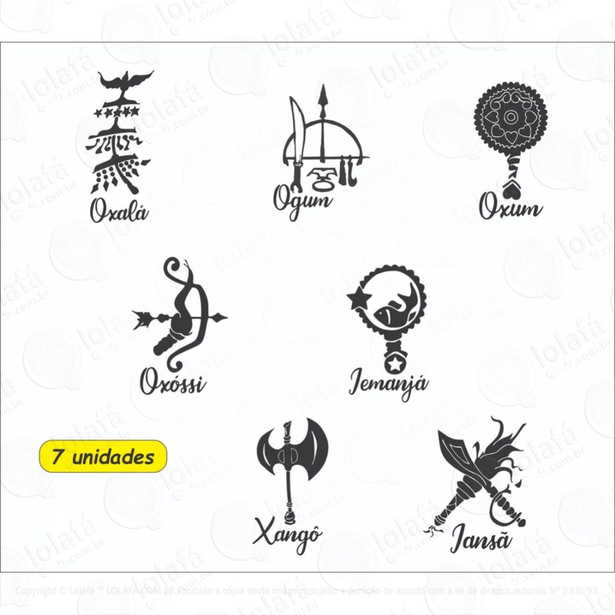 Kit 7 Adesivos Decorativos Parede E Carro - Orixás Mod:6103