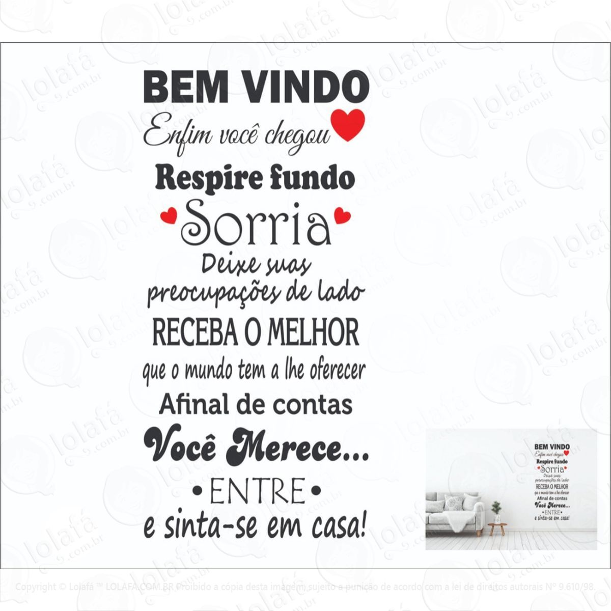Adesivo De Parede - Frase Bem Vindo - Casa Familia Amigos Mod:6152