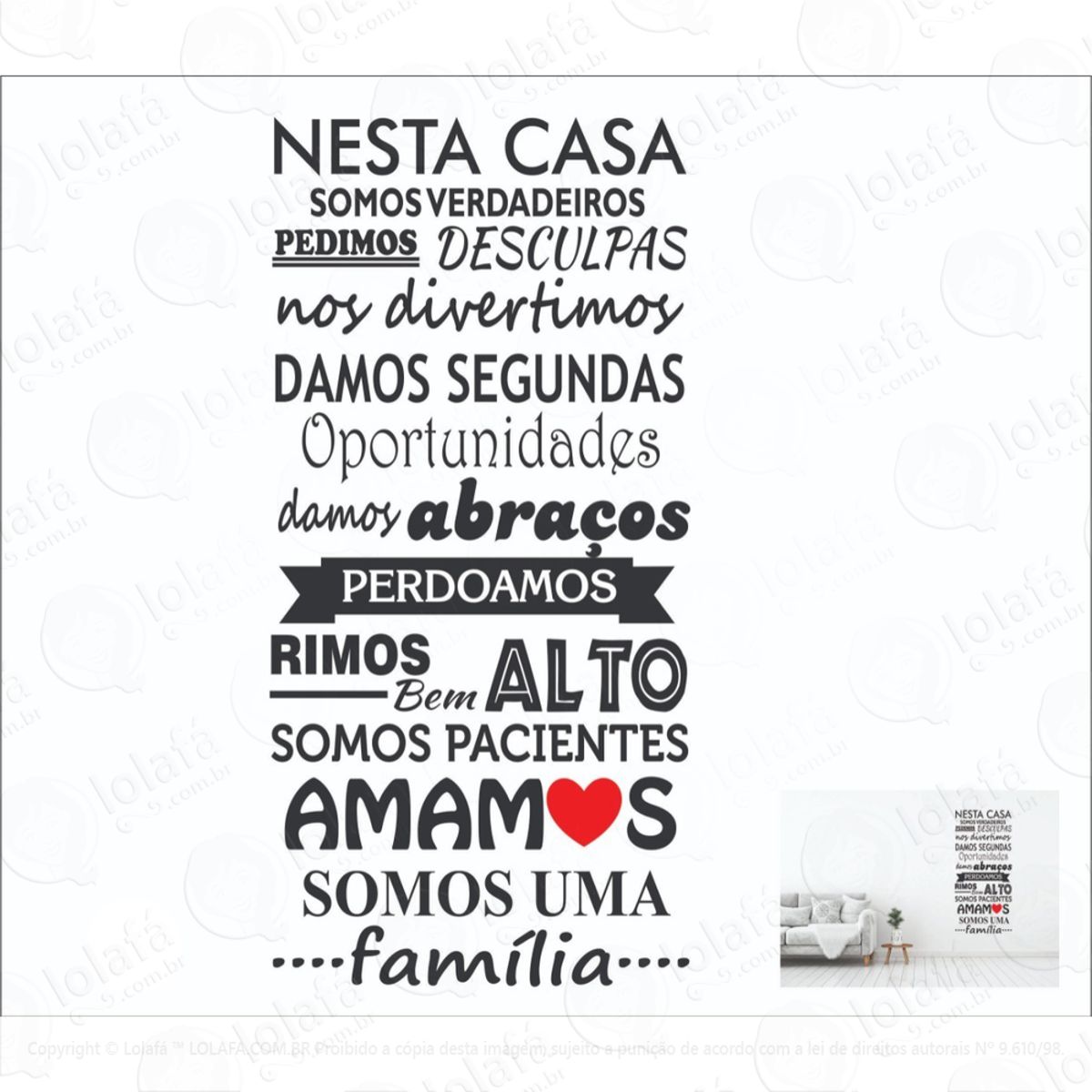 Adesivo De Parede - Frase - Casa Família Amigos Mod:6155