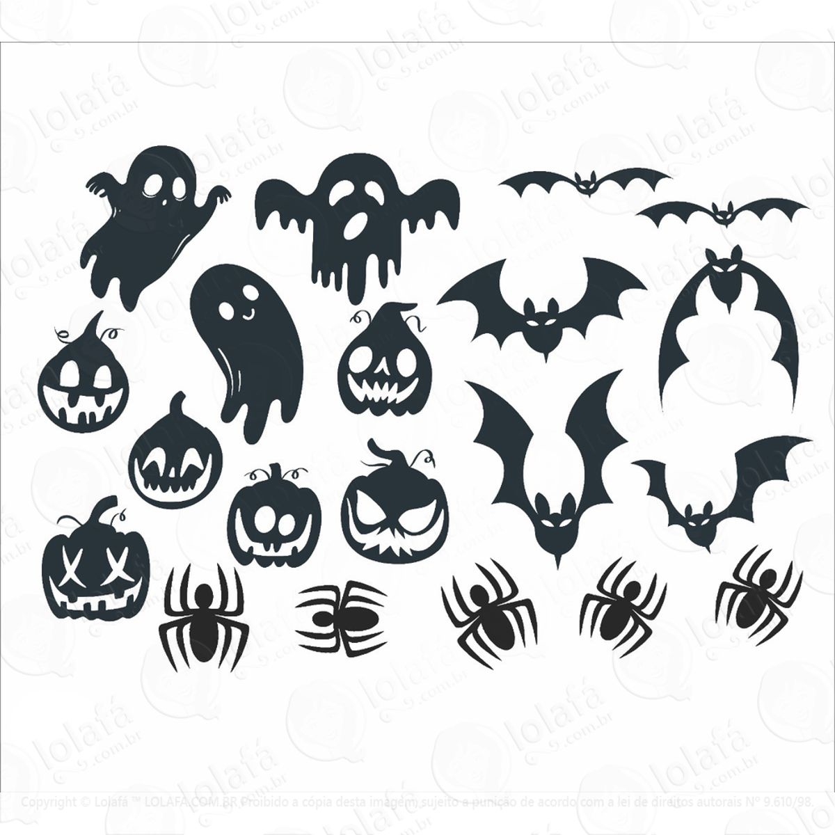 Adesivo Festa Dia Das Bruxas Aranhas Abóboras Fantasmas Mod:6159