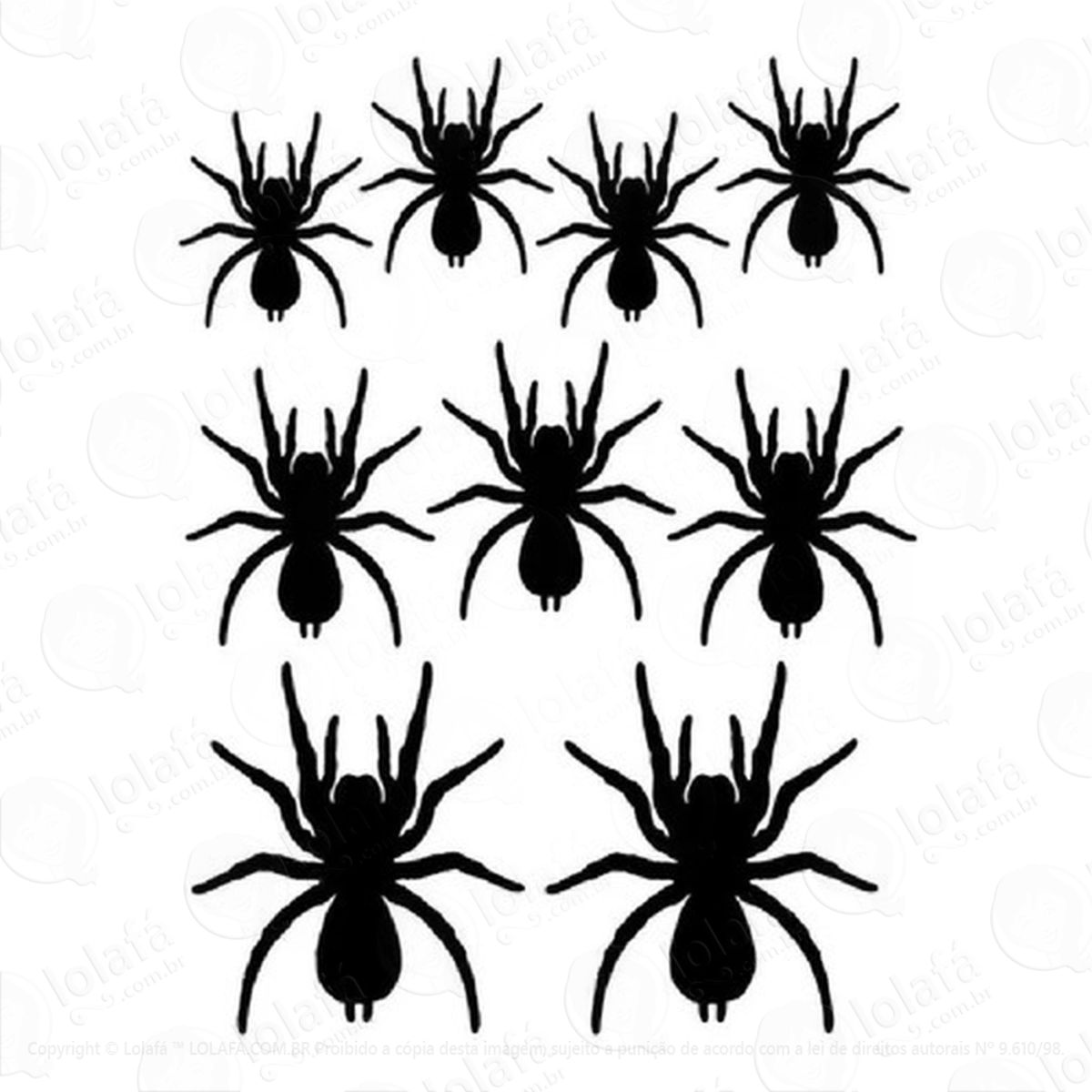 Kit C/9 Adesivo De Vinil Aranha P/ Decoração Halloween Mod:6224