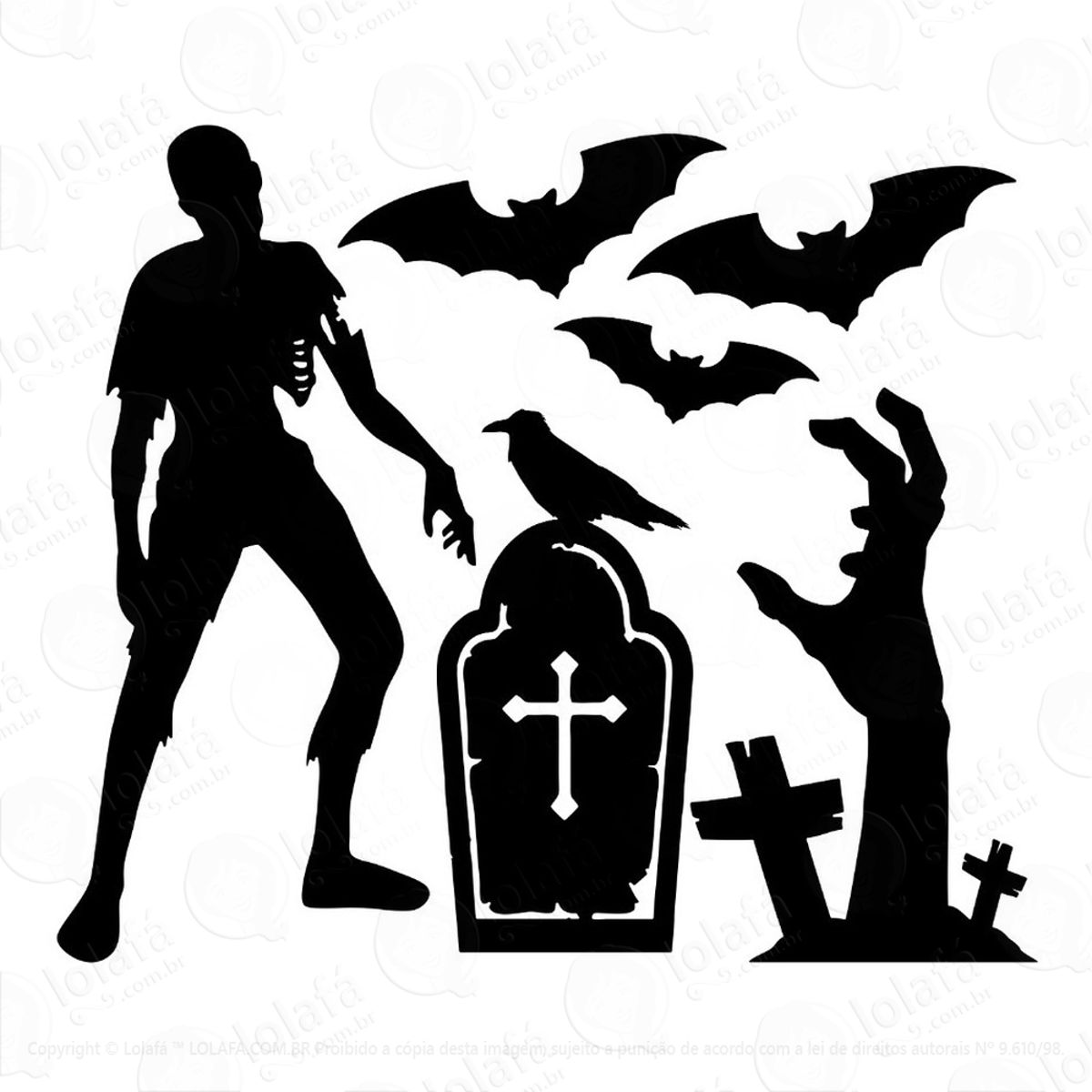 Adesivo Vinil Cemitério Halloween Mod:6323