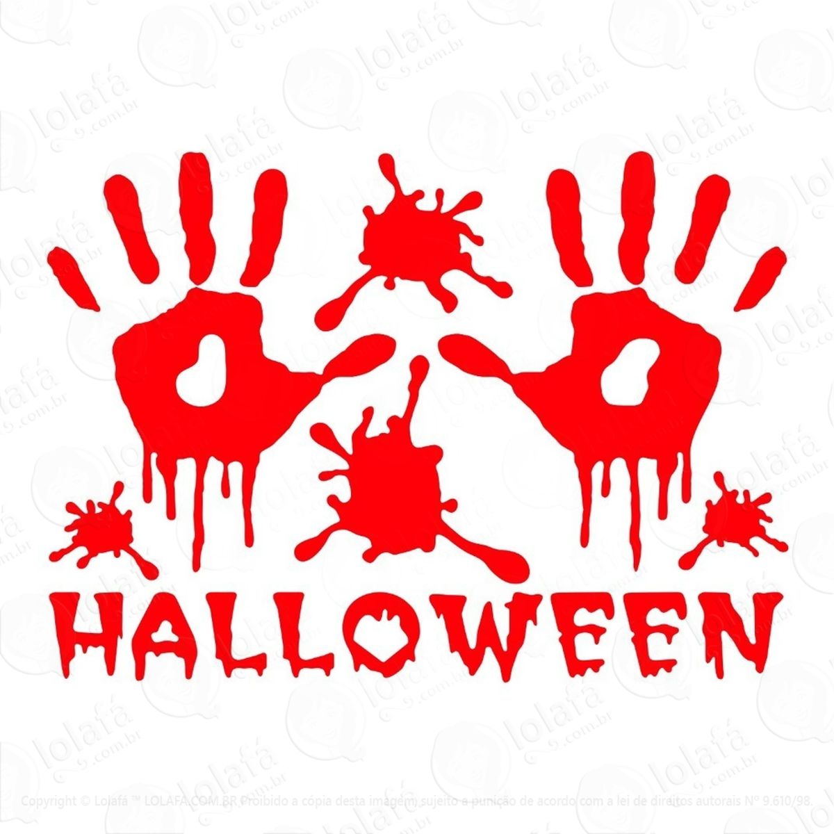 Adesivo Vinil Mão Sangrenta Halloween Mod:6370
