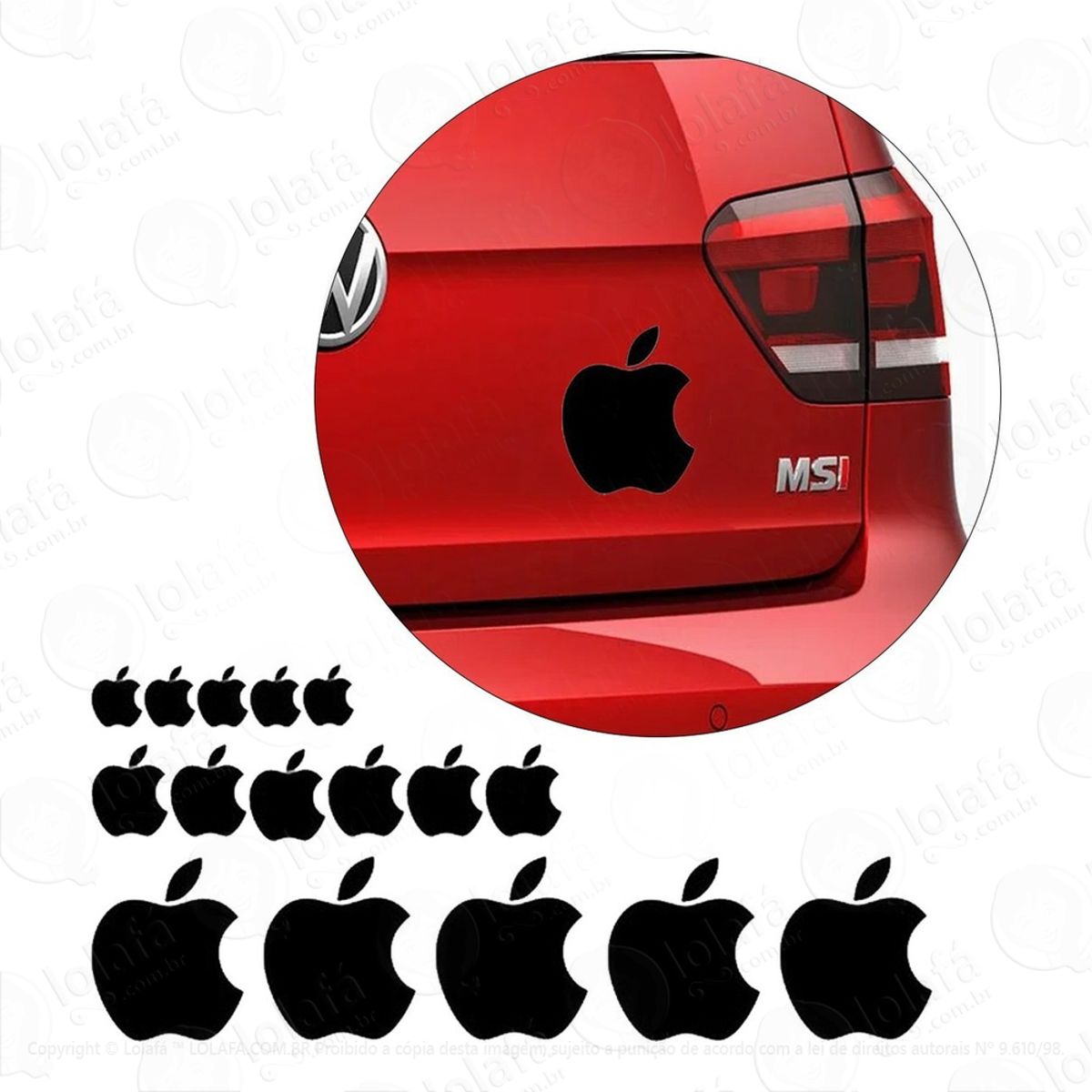 Kit 16 Adesivos Vinil Logo Maçã Apple Varias Cores Mod:6463