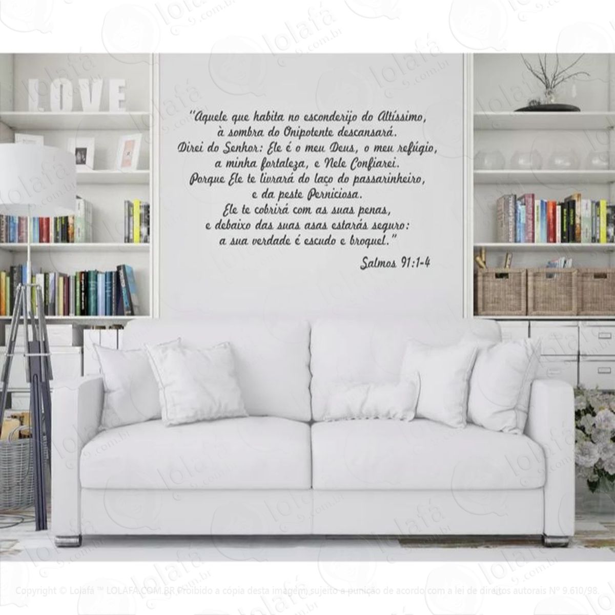 Adesivo Decorativo Parede Frase Salmo Deus Fe Senhor 91:1-4 Mod:6713