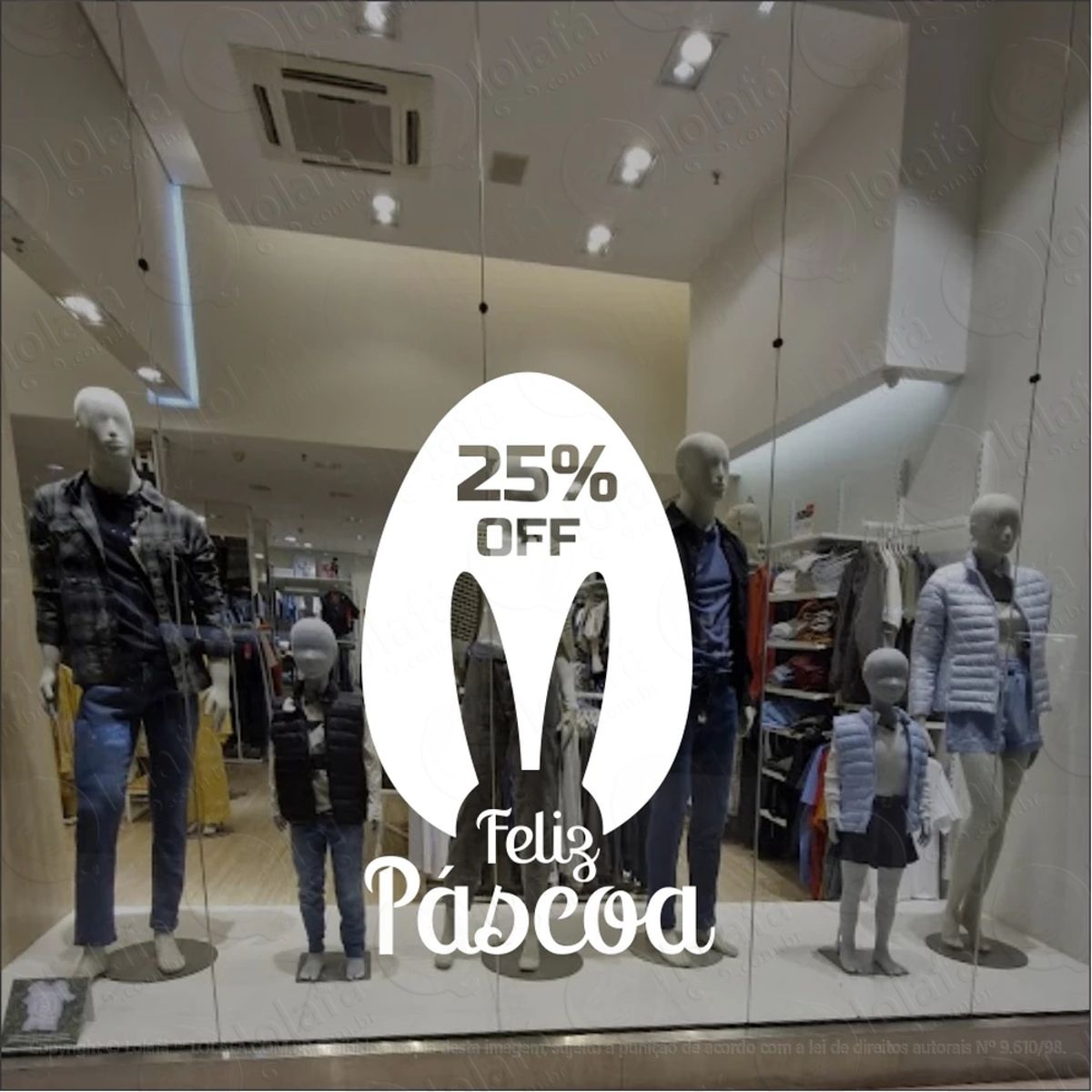 Adesivo Vitrine Feliz Páscoa 25% Mod:20