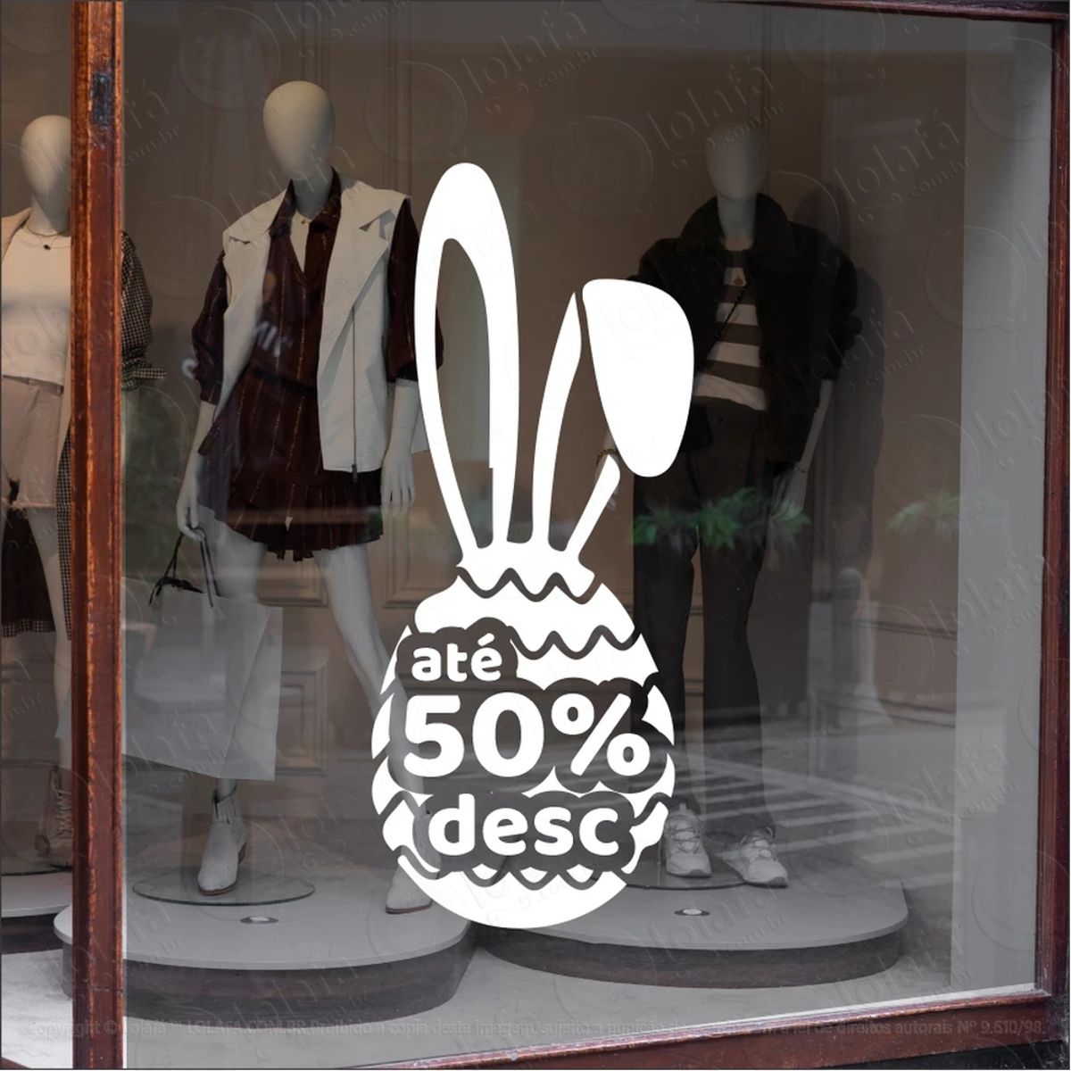 Adesivo Vitrine Ovo De Páscoa 50% Desconto Mod:24