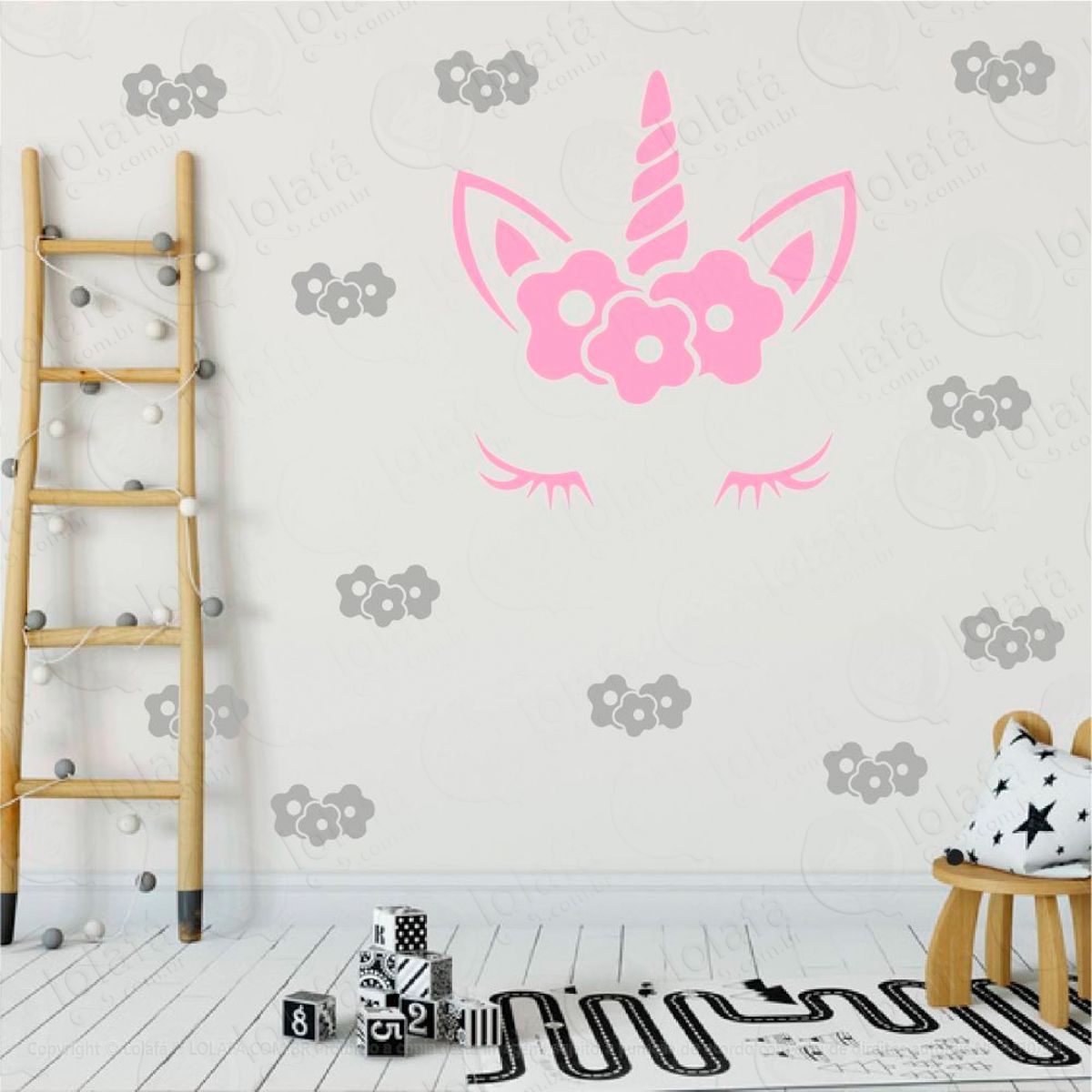 Adesivos Unicórnio 43 Peças Adesivos para Quarto de Bebê Infantil Mod:1
