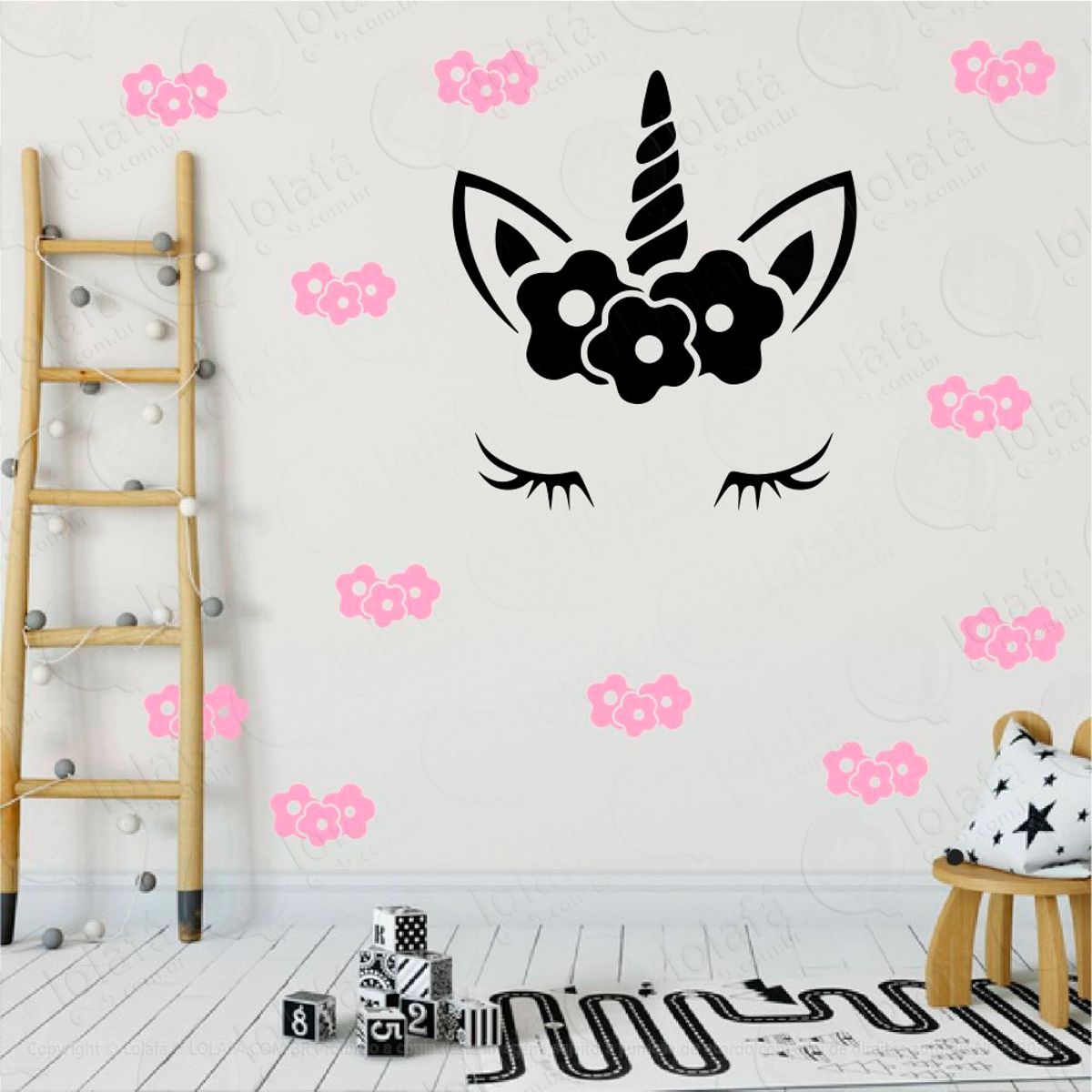 Adesivos Unicórnio 43 Peças Adesivos para Quarto de Bebê Infantil Mod:2