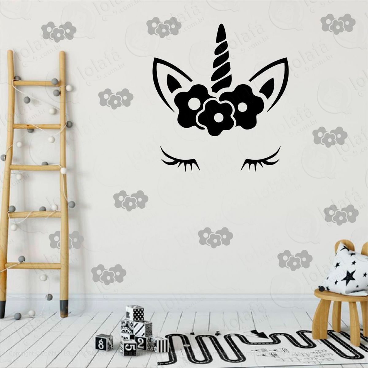 Adesivos Unicórnio 43 Peças Adesivos para Quarto de Bebê Infantil Mod:3