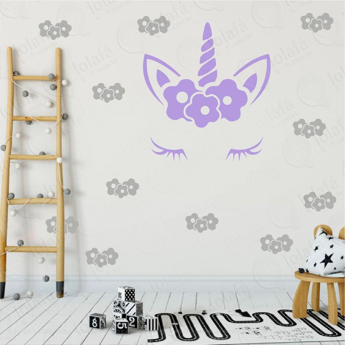 Adesivos Unicórnio 43 Peças Adesivos para Quarto de Bebê Infantil Mod:4
