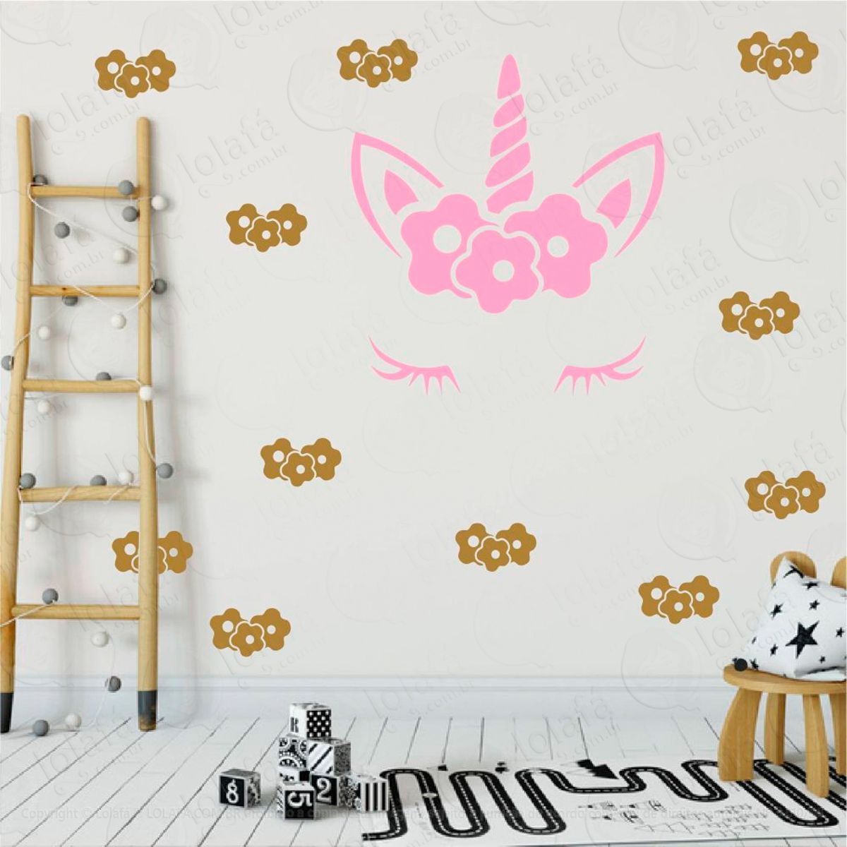Adesivos Unicórnio 43 Peças Adesivos para Quarto de Bebê Infantil Mod:5