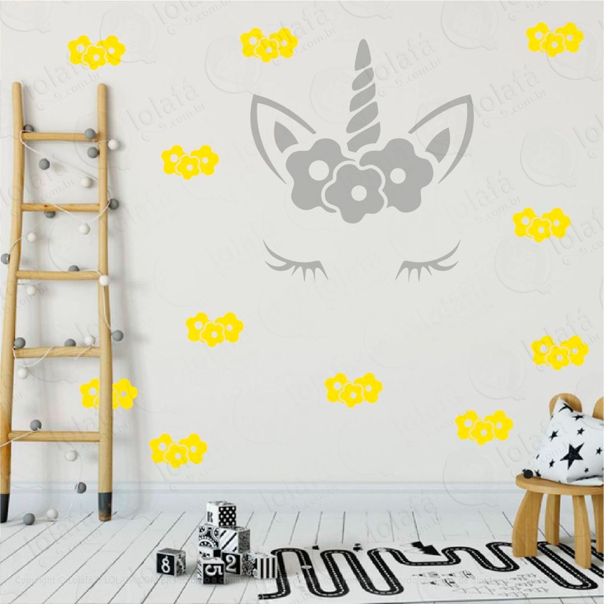 Adesivos Unicórnio 43 Peças Adesivos para Quarto de Bebê Infantil Mod:6