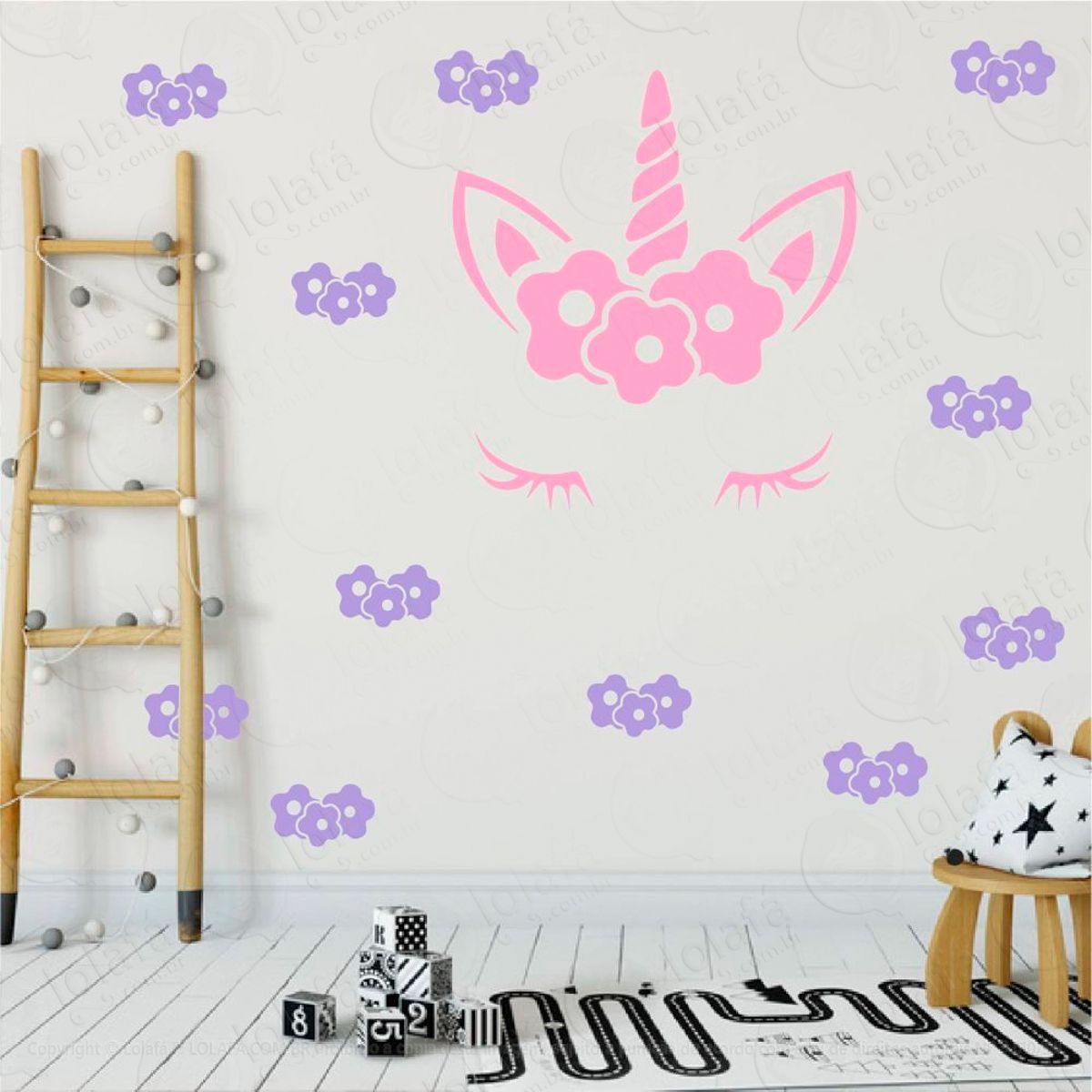 Adesivos Unicórnio 43 Peças Adesivos para Quarto de Bebê Infantil Mod:7