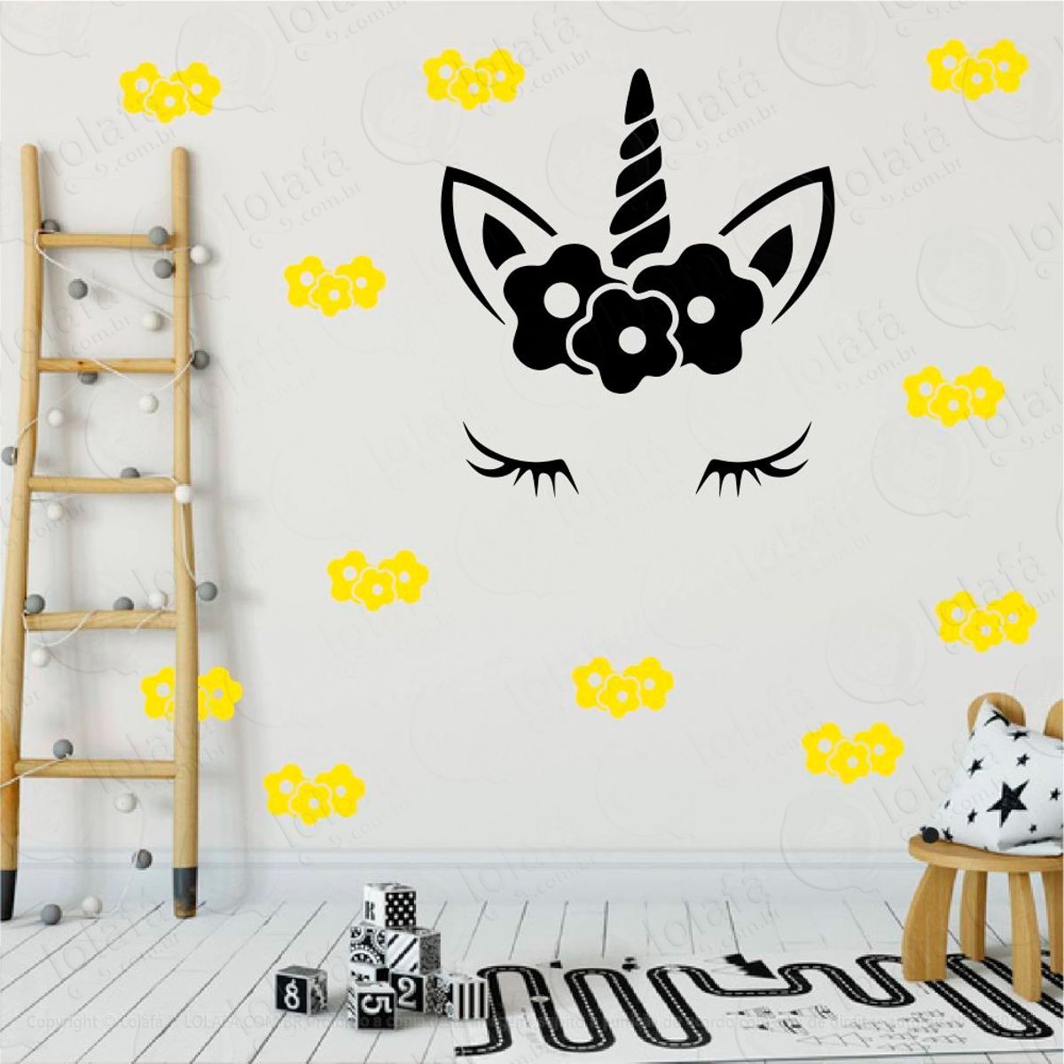 Adesivos Unicórnio 43 Peças Adesivos para Quarto de Bebê Infantil Mod:8