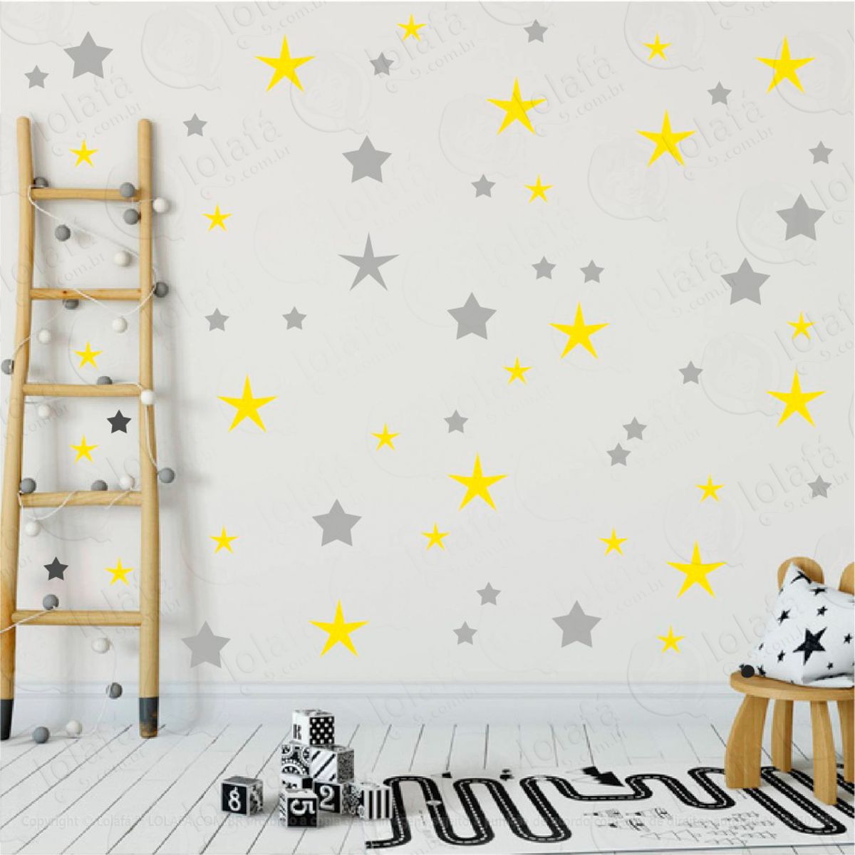 Adesivos Estrelas 90 Peças Adesivos para Quarto de Bebê Infantil Mod:19