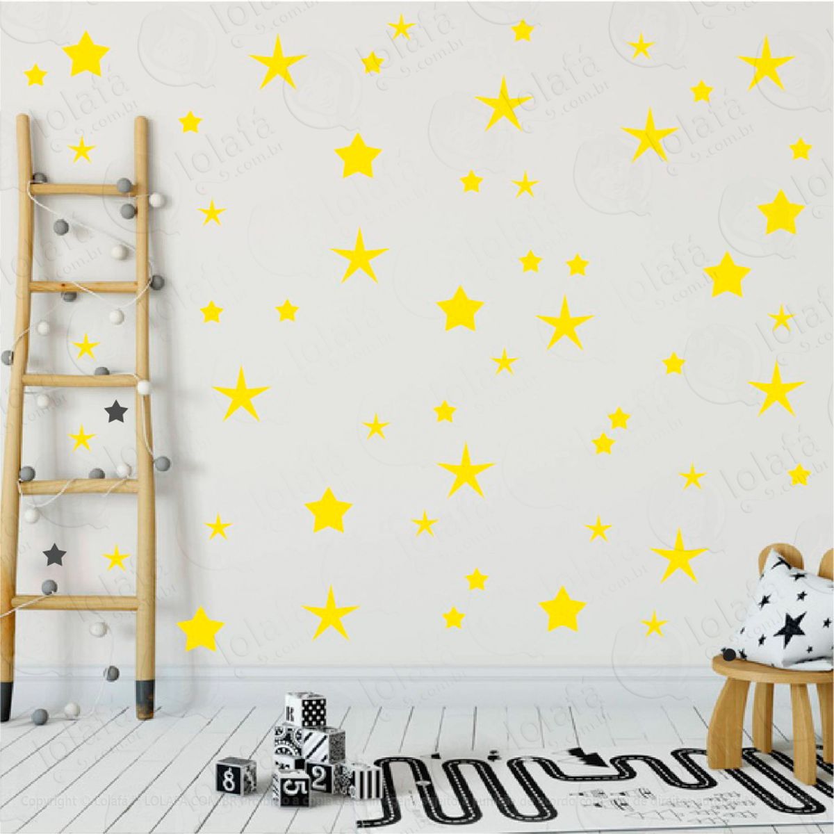 Adesivos Estrelas 90 Peças Adesivos para Quarto de Bebê Infantil Mod:25