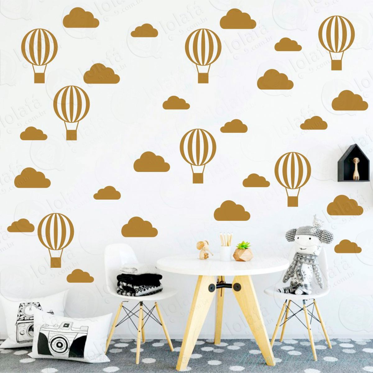 Adesivos Nuvens e Balões 56 Peças Adesivos para Quarto de Bebê Infantil Mod:54