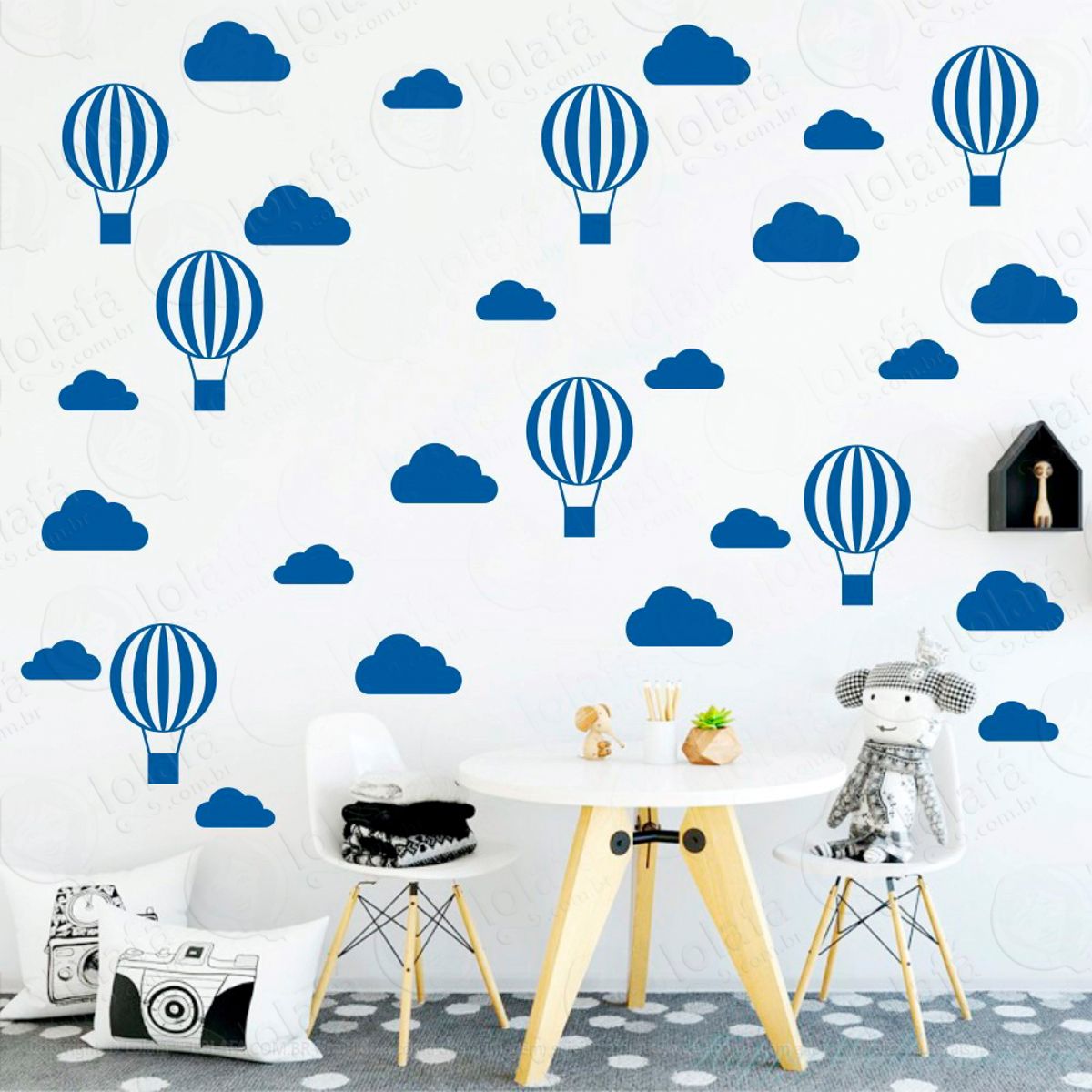 Adesivos Nuvens e Balões 56 Peças Adesivos para Quarto de Bebê Infantil Mod:56