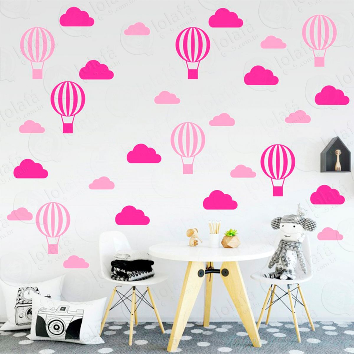 Adesivos Nuvens e Balões 56 Peças Adesivos para Quarto de Bebê Infantil Mod:71