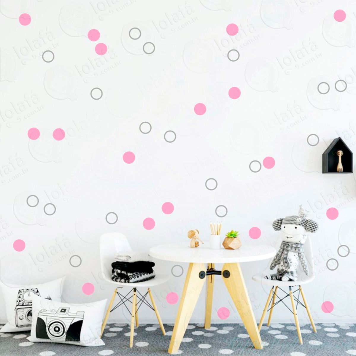 Adesivos Bolinhas 72 Peças Adesivos para Quarto de Bebê Infantil Mod:73