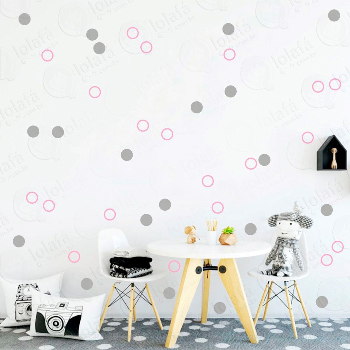 Adesivos Bolinhas 72 Peças Adesivos para Quarto de Bebê Infantil Mod:82
