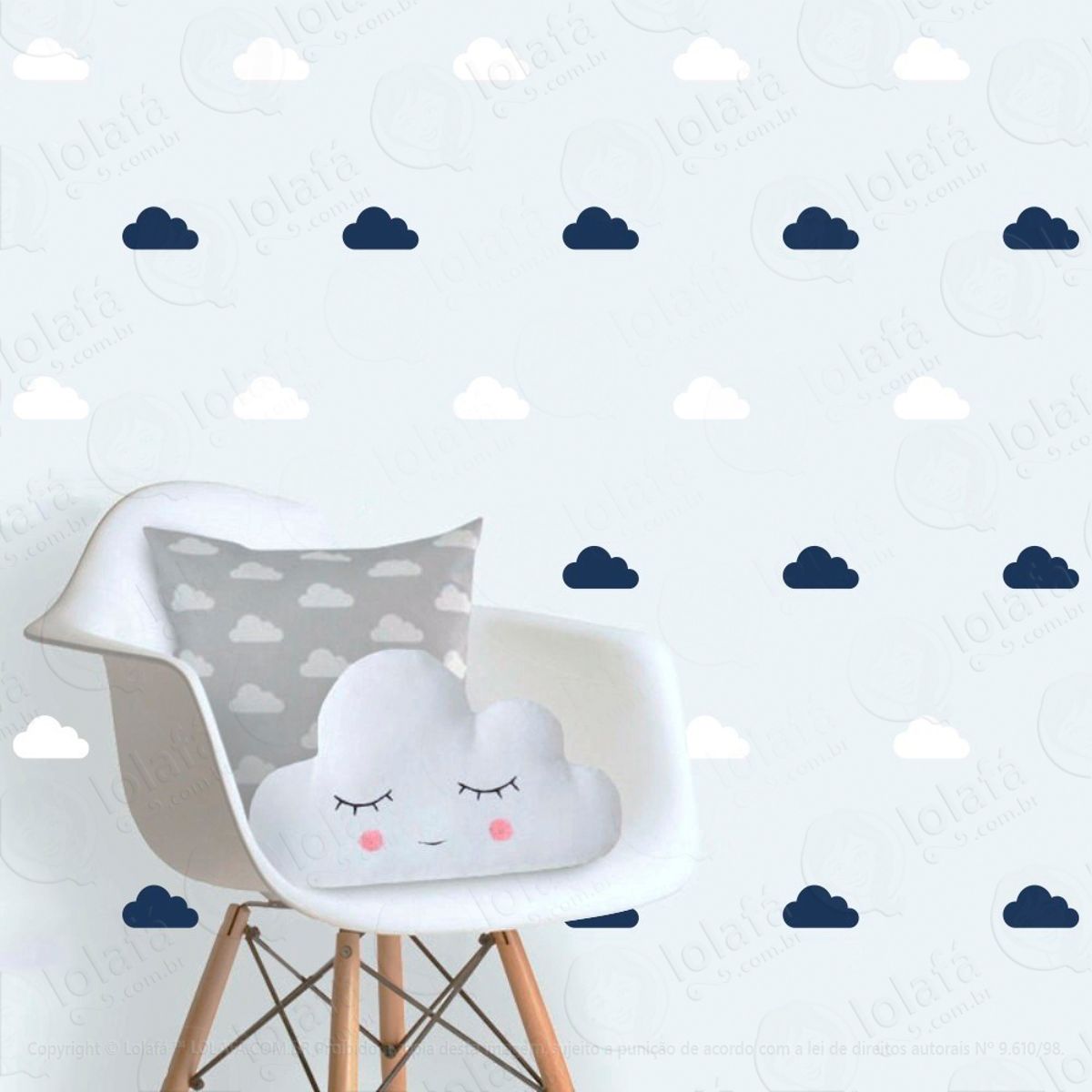 Adesivos Nuvens 56 Peças Adesivos para Quarto de Bebê Infantil Mod:84