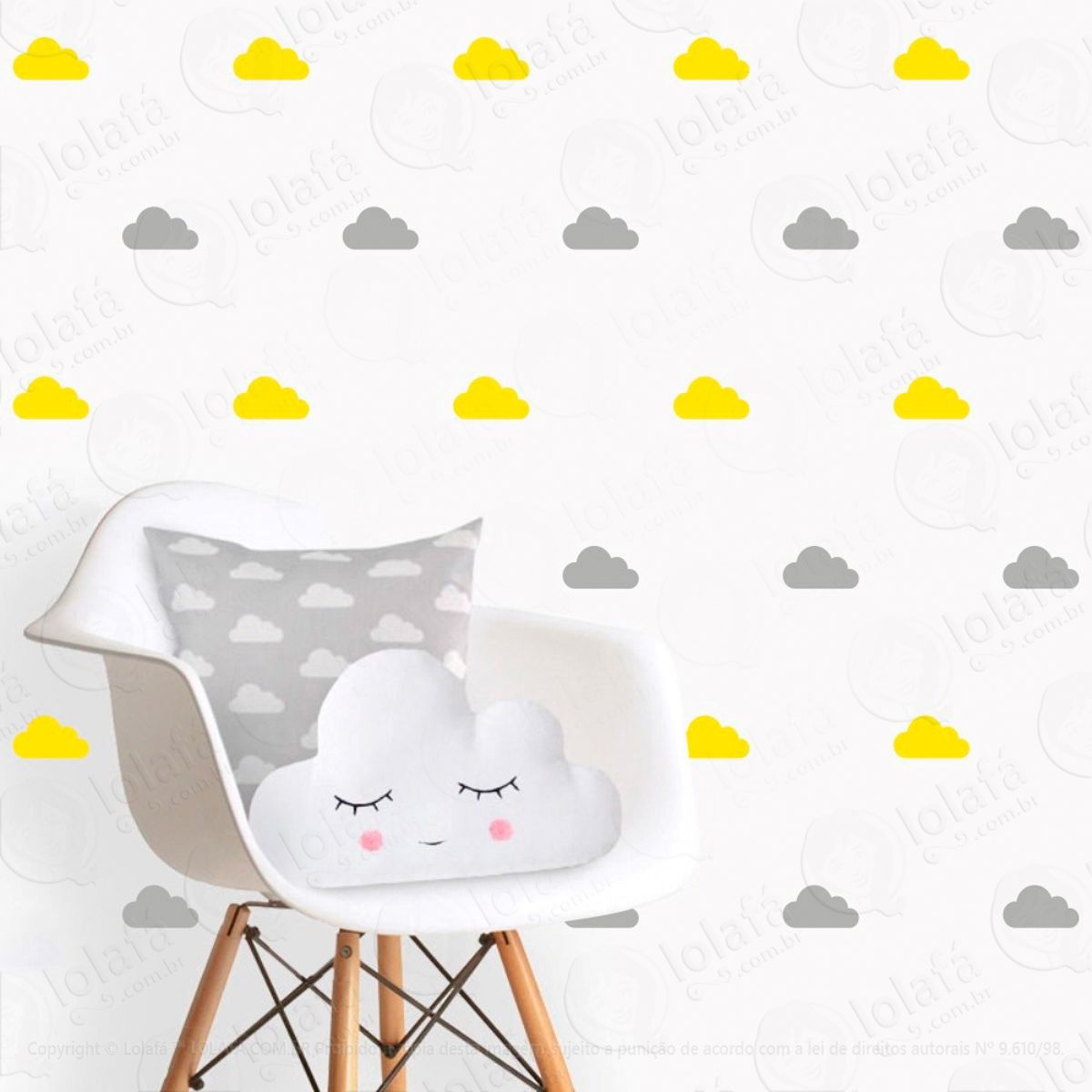 Adesivos Nuvens 56 Peças Adesivos para Quarto de Bebê Infantil Mod:89