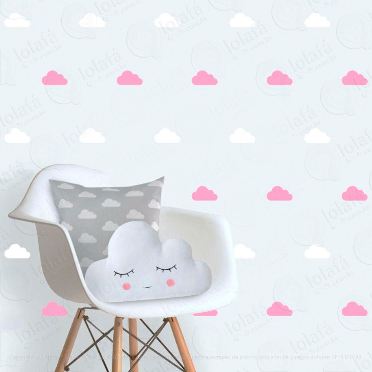 Adesivos Nuvens 56 Peças Adesivos para Quarto de Bebê Infantil Mod:92